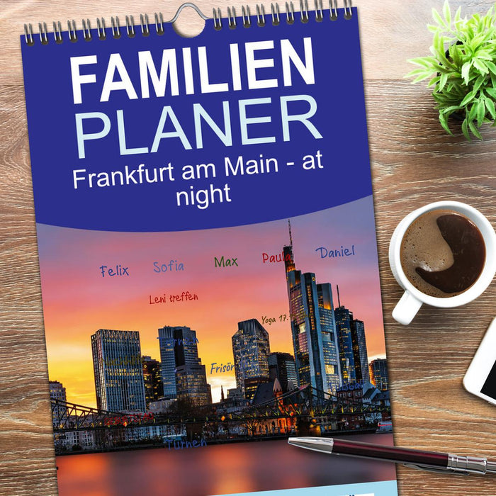 Frankfurt am Main - at night (CALVENDO Familienplaner 2026)