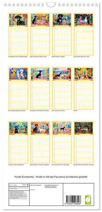 Hunde Kunstwerke - Hunde im Stil des Fauvismus künstlerisch gestaltet (CALVENDO Familienplaner 2026)