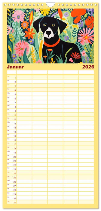 Hunde Kunstwerke - Hunde im Stil des Fauvismus künstlerisch gestaltet (CALVENDO Familienplaner 2026)
