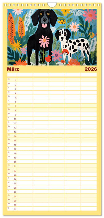Hunde Kunstwerke - Hunde im Stil des Fauvismus künstlerisch gestaltet (CALVENDO Familienplaner 2026)