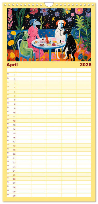 Hunde Kunstwerke - Hunde im Stil des Fauvismus künstlerisch gestaltet (CALVENDO Familienplaner 2026)