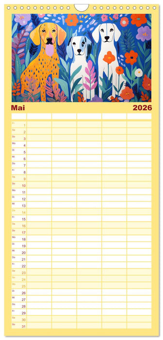 Hunde Kunstwerke - Hunde im Stil des Fauvismus künstlerisch gestaltet (CALVENDO Familienplaner 2026)