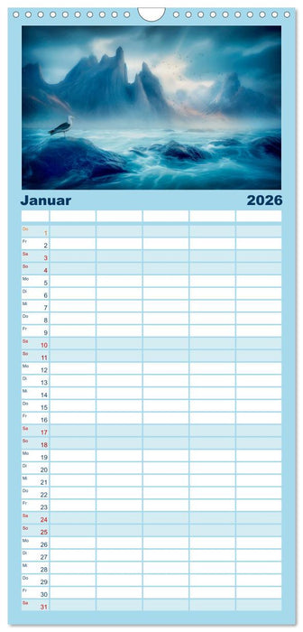 Träumereien in Blau (CALVENDO Familienplaner 2026)