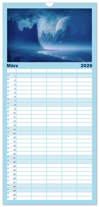 Träumereien in Blau (CALVENDO Familienplaner 2026)