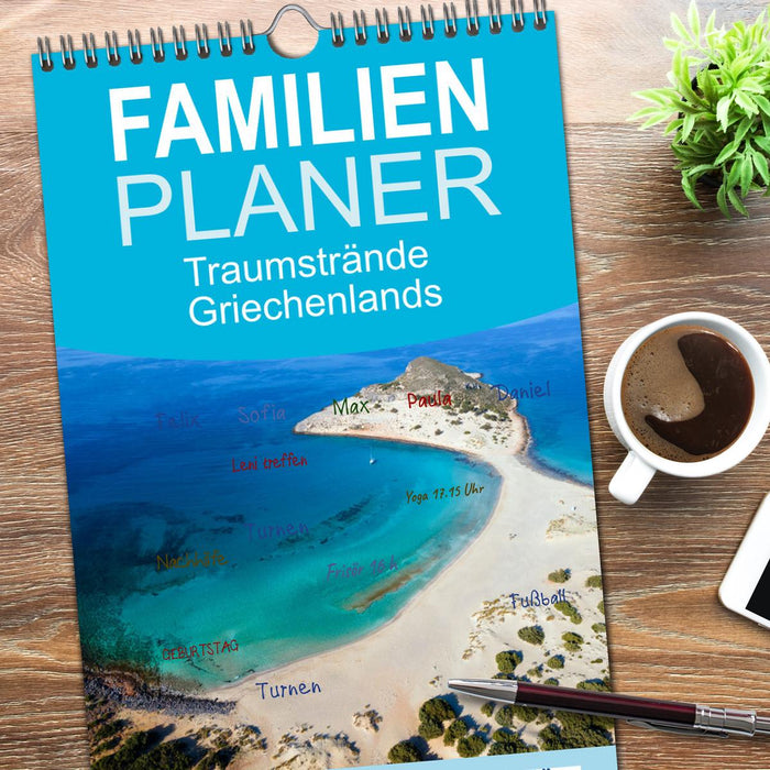 Traumstrände Griechenlands (CALVENDO Familienplaner 2026)