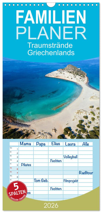 Traumstrände Griechenlands (CALVENDO Familienplaner 2026)