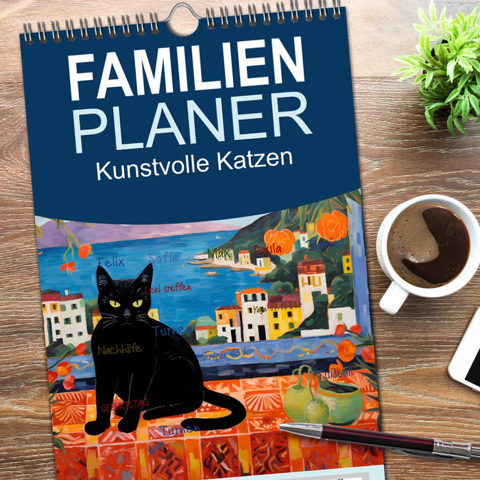 Kunstvolle Katzen (CALVENDO Familienplaner 2026)