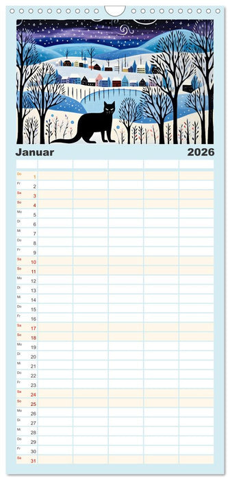 Kunstvolle Katzen (CALVENDO Familienplaner 2026)