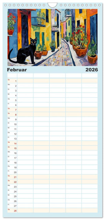 Kunstvolle Katzen (CALVENDO Familienplaner 2026)