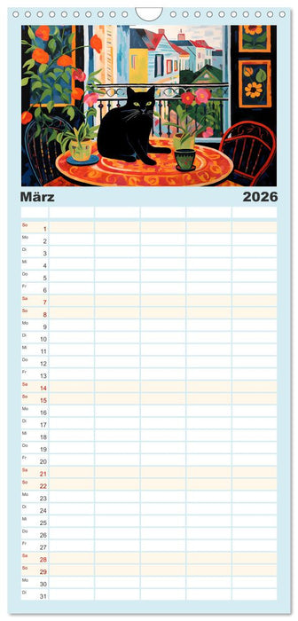 Kunstvolle Katzen (CALVENDO Familienplaner 2026)