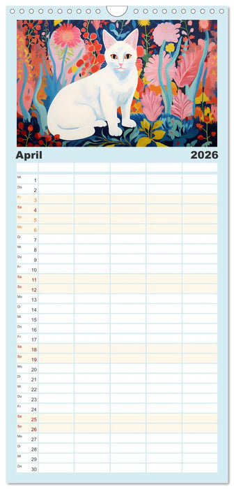 Kunstvolle Katzen (CALVENDO Familienplaner 2026)