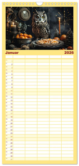 Stillleben mit Eule (CALVENDO Familienplaner 2026)