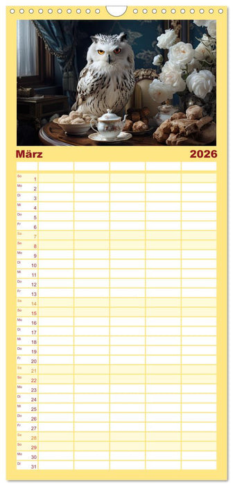 Stillleben mit Eule (CALVENDO Familienplaner 2026)