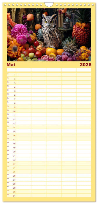 Stillleben mit Eule (CALVENDO Familienplaner 2026)
