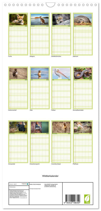Wildtierkalender (CALVENDO Familienplaner 2026)