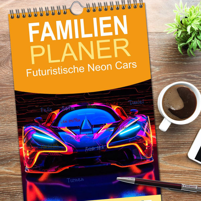 Futuristische Neon Cars (CALVENDO Familienplaner 2026)