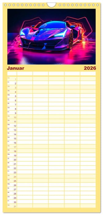 Futuristische Neon Cars (CALVENDO Familienplaner 2026)