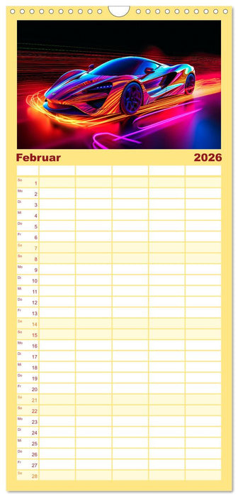 Futuristische Neon Cars (CALVENDO Familienplaner 2026)