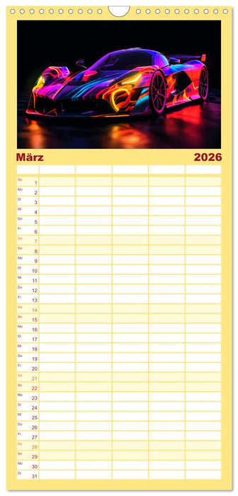 Futuristische Neon Cars (CALVENDO Familienplaner 2026)