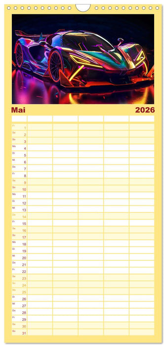 Futuristische Neon Cars (CALVENDO Familienplaner 2026)