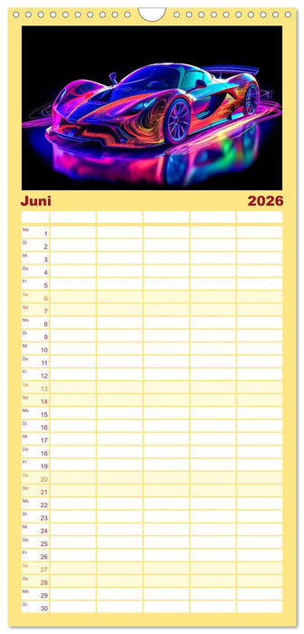 Futuristische Neon Cars (CALVENDO Familienplaner 2026)