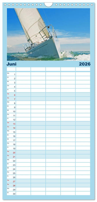 Segeln: Der Sonne entgegen (CALVENDO Familienplaner 2026)