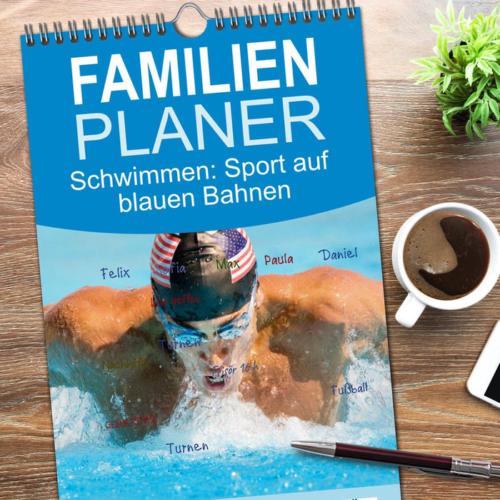 Schwimmen: Sport auf blauen Bahnen (CALVENDO Familienplaner 2026)