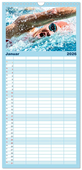 Schwimmen: Sport auf blauen Bahnen (CALVENDO Familienplaner 2026)