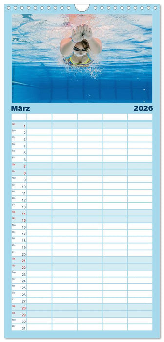 Schwimmen: Sport auf blauen Bahnen (CALVENDO Familienplaner 2026)