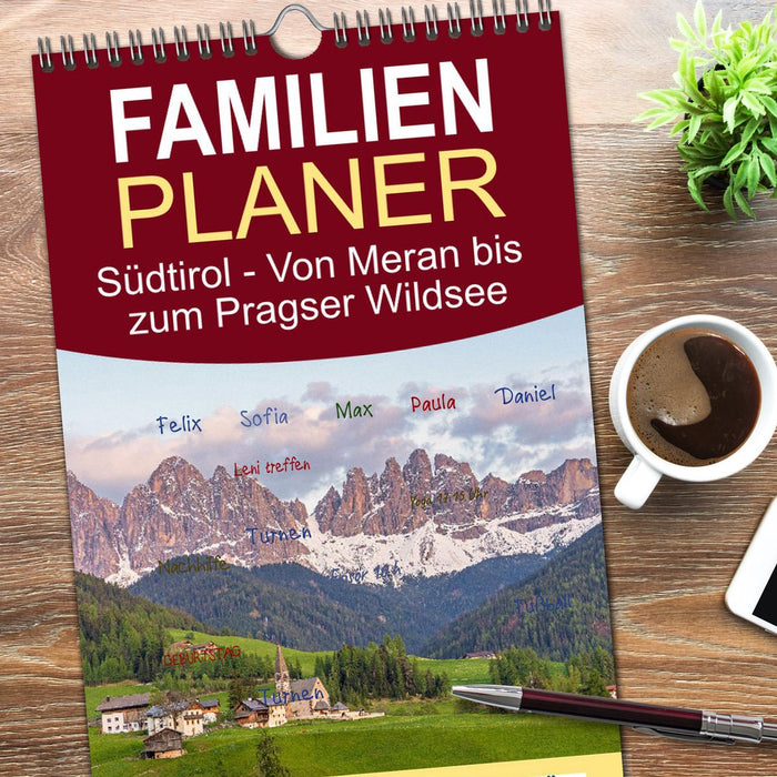 Südtirol - Von Meran bis zum Pragser Wildsee (CALVENDO Familienplaner 2026)