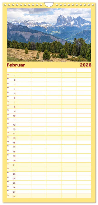 Südtirol - Von Meran bis zum Pragser Wildsee (CALVENDO Familienplaner 2026)
