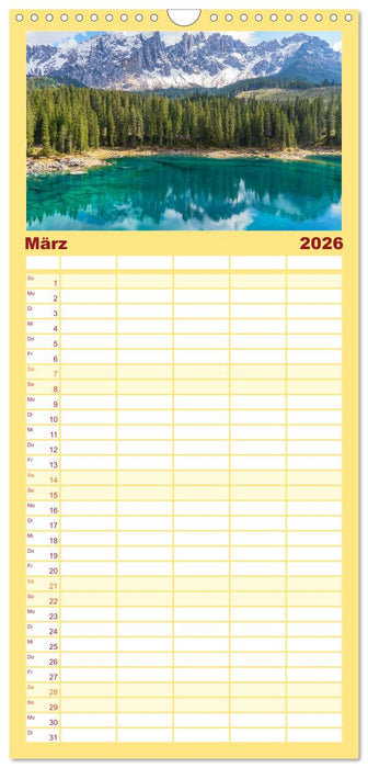 Südtirol - Von Meran bis zum Pragser Wildsee (CALVENDO Familienplaner 2026)