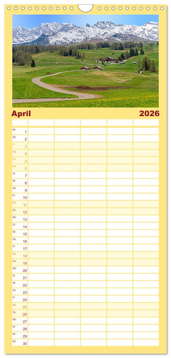 Südtirol - Von Meran bis zum Pragser Wildsee (CALVENDO Familienplaner 2026)