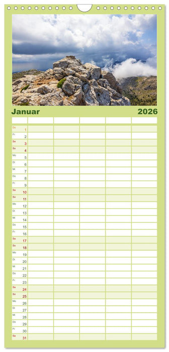 Bergparadies Mallorca (CALVENDO Familienplaner 2026)