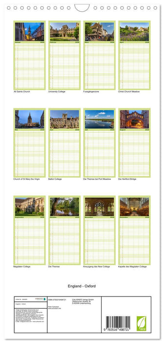 England - Oxford (CALVENDO Familienplaner 2026)