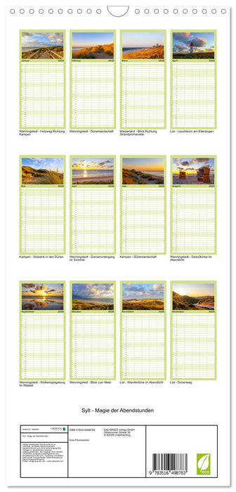 Sylt - Magie der Abendstunden (CALVENDO Familienplaner 2026)