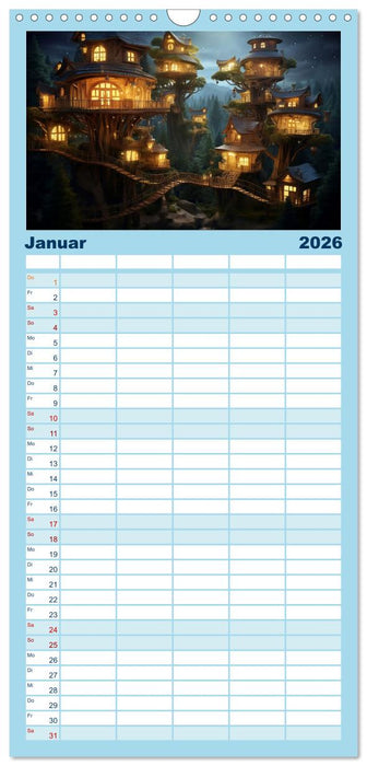 Baumhäuser - Traumhafte Luftschlösser (CALVENDO Familienplaner 2026)