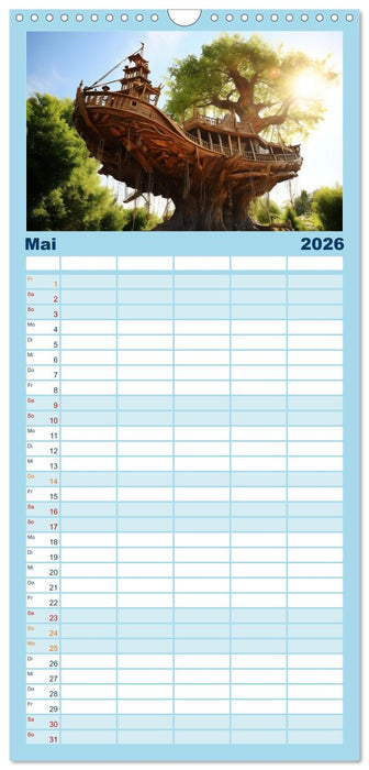 Baumhäuser - Traumhafte Luftschlösser (CALVENDO Familienplaner 2026)