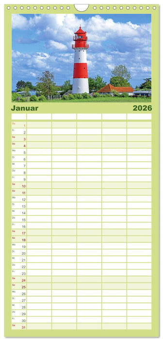 Leuchttürme: Die Schönsten an Nord- und Ostsee (CALVENDO Familienplaner 2026)