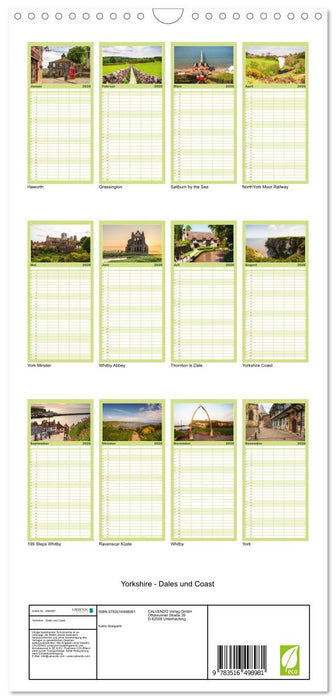 Yorkshire - Dales und Coast (CALVENDO Familienplaner 2026)