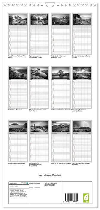 Monochrome Wonders (CALVENDO Familienplaner 2026)