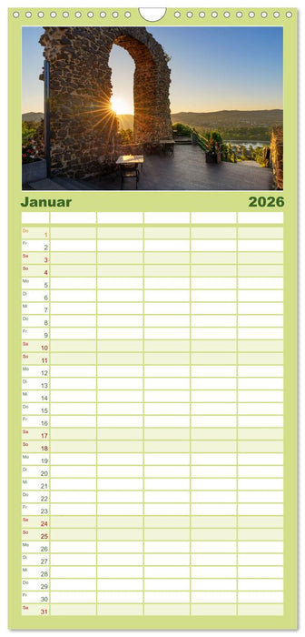 Unterwegs - Rhein-Burgen-Weg (CALVENDO Familienplaner 2026)