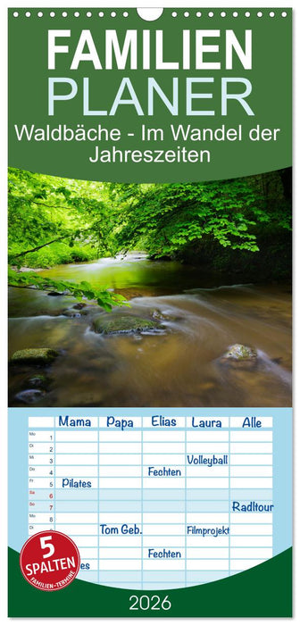 Waldbäche - Im Wandel der Jahreszeiten (CALVENDO Familienplaner 2026)