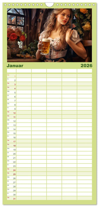 Bierzeltköniginnen - Biergenuss im Dirndl (CALVENDO Familienplaner 2026)