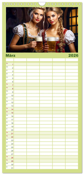 Bierzeltköniginnen - Biergenuss im Dirndl (CALVENDO Familienplaner 2026)