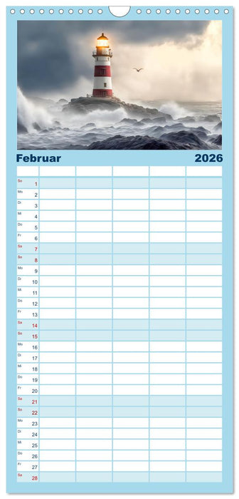 Nach Hause finden, die Leuchttürme (CALVENDO Familienplaner 2026)