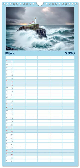 Nach Hause finden, die Leuchttürme (CALVENDO Familienplaner 2026)