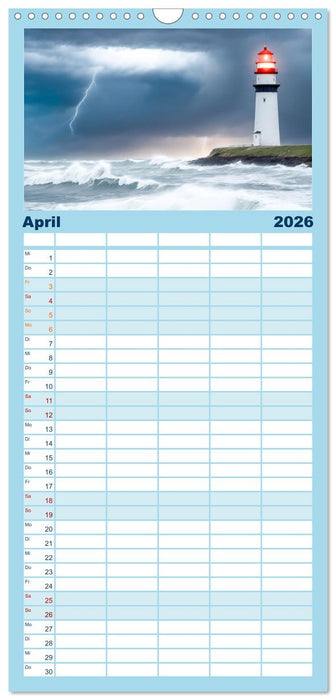 Nach Hause finden, die Leuchttürme (CALVENDO Familienplaner 2026)
