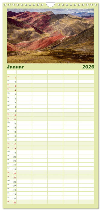 Palccoyo - Der neue Rainbow Mountain in Peru (CALVENDO Familienplaner 2026)