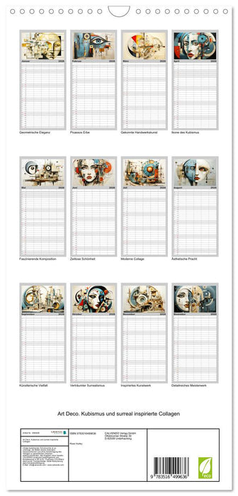 Art Deco. Kubismus und surreal inspirierte Collagen (CALVENDO Familienplaner 2026)